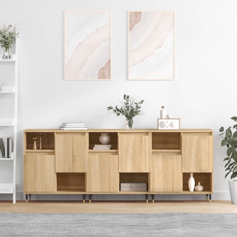 Sideboards 3 Stk. Sonoma-Eiche Holzwerkstoff Sideboards 3 Stk. Sonoma-Eiche Holzwerkstoff
