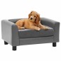 vidaXL Hundesofa Grau 60x43x30 cm Plüsch und Kunstleder vidaXL Hundesofa Grau 60x43x30 cm Plüsch und Kunstleder