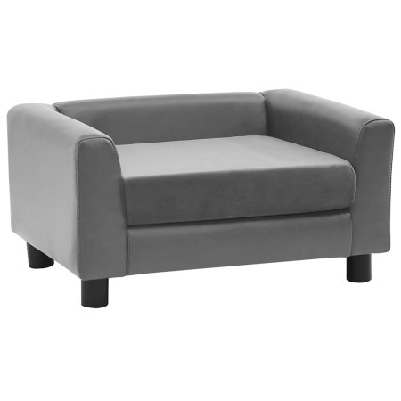 vidaXL Hundesofa Grau 60x43x30 cm Plüsch und Kunstleder   