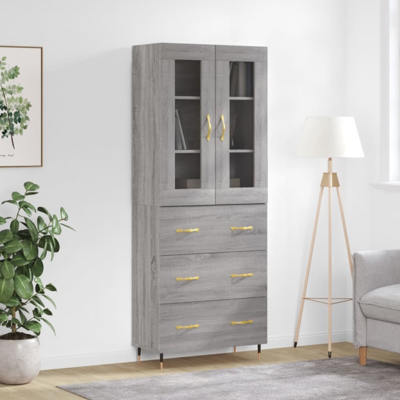 Highboard Grau Sonoma 69,5x34x180 cm Holzwerkstoff Highboard Grau Sonoma 69,5x34x180 cm Holzwerkstoff