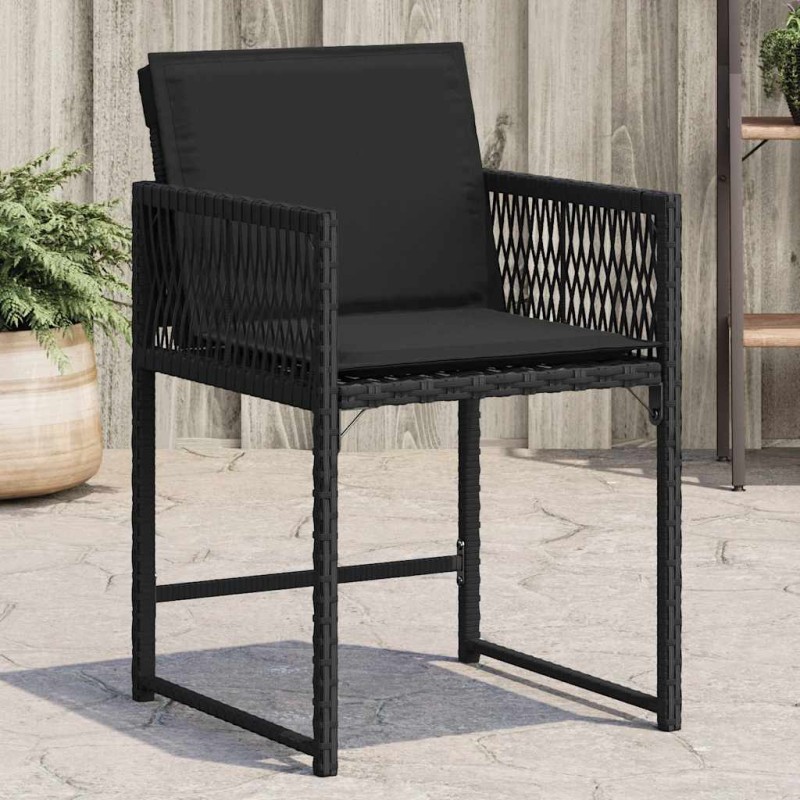 vidaXL Gartenstühle mit Kissen 4 Stk. Schwarz Poly Rattan vidaXL Gartenstühle mit Kissen 4 Stk. Schwarz Poly Rattan