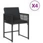 vidaXL Gartenstühle mit Kissen 4 Stk. Schwarz Poly Rattan vidaXL Gartenstühle mit Kissen 4 Stk. Schwarz Poly Rattan