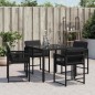 vidaXL Gartenstühle mit Kissen 4 Stk. Schwarz Poly Rattan vidaXL Gartenstühle mit Kissen 4 Stk. Schwarz Poly Rattan