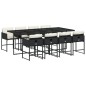 vidaXL 9-tlg. Garten-Essgruppe mit Kissen Schwarz Poly Rattan