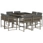 vidaXL 9-tlg. Garten-Essgruppe mit Kissen Grau Poly Rattan vidaXL 9-tlg. Garten-Essgruppe mit Kissen Grau Poly Rattan