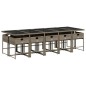 vidaXL 11-tlg. Garten-Essgruppe mit Kissen Grau Poly Rattan
