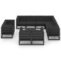 12-tlg. Garten-Lounge-Set mit Kissen Schwarz Kiefer Massivholz 12-tlg. Garten-Lounge-Set mit Kissen Schwarz Kiefer Massivholz