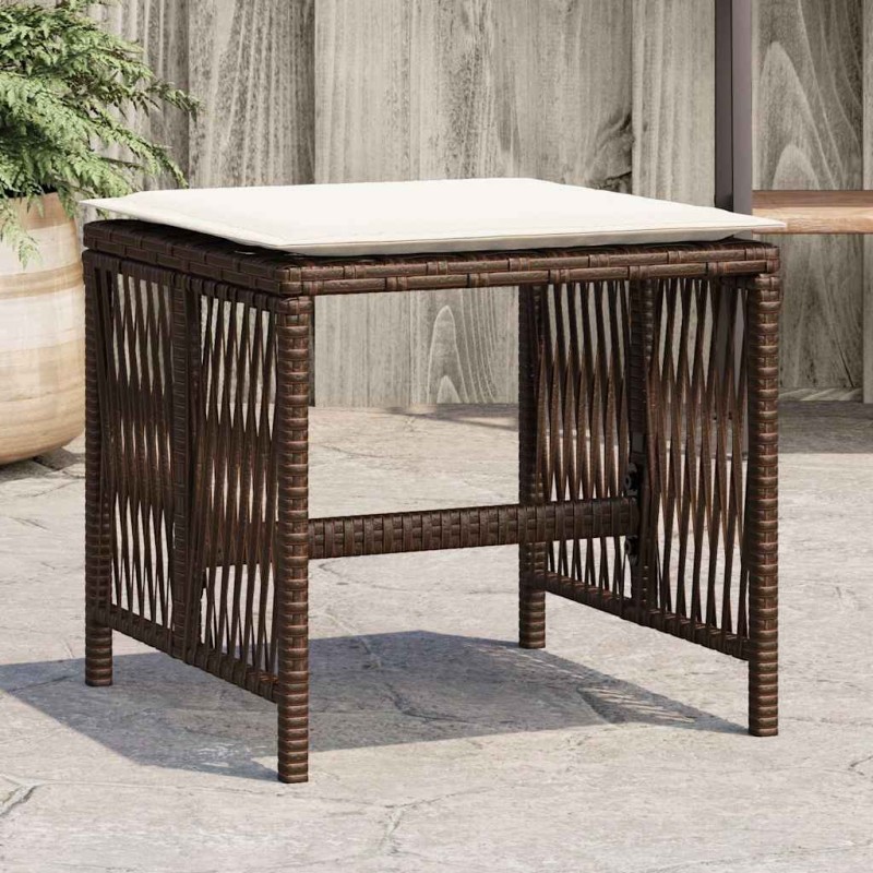 vidaXL Gartenhocker mit Kissen 4 Stk. Braun 41x41x36 cm Poly Rattan vidaXL Gartenhocker mit Kissen 4 Stk. Braun 41x41x36 cm Poly Rattan