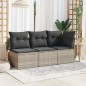 vidaXL Gartensofa ohne Armlehnen mit Kissen Hellgrau Poly Rattan vidaXL Gartensofa ohne Armlehnen mit Kissen Hellgrau Poly Rattan