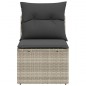 vidaXL Gartensofa ohne Armlehnen mit Kissen Hellgrau Poly Rattan vidaXL Gartensofa ohne Armlehnen mit Kissen Hellgrau Poly Rattan