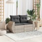 vidaXL Gartensofa mit Kissen 2-Sitzer Hellgrau Poly Rattan vidaXL Gartensofa mit Kissen 2-Sitzer Hellgrau Poly Rattan