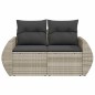 vidaXL Gartensofa mit Kissen 2-Sitzer Hellgrau Poly Rattan vidaXL Gartensofa mit Kissen 2-Sitzer Hellgrau Poly Rattan
