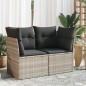 vidaXL Gartensofa mit Kissen 2-Sitzer Hellgrau Poly Rattan vidaXL Gartensofa mit Kissen 2-Sitzer Hellgrau Poly Rattan