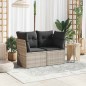 vidaXL Gartensofa mit Kissen 2-Sitzer Hellgrau Poly Rattan vidaXL Gartensofa mit Kissen 2-Sitzer Hellgrau Poly Rattan