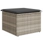 vidaXL Gartenhocker mit Kissen Hellgrau 55x55x37 cm Poly Rattan vidaXL Gartenhocker mit Kissen Hellgrau 55x55x37 cm Poly Rattan