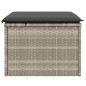 vidaXL Gartenhocker mit Kissen Hellgrau 55x55x37 cm Poly Rattan vidaXL Gartenhocker mit Kissen Hellgrau 55x55x37 cm Poly Rattan