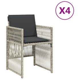 vidaXL Gartenstühle mit Kissen 4 Stk. Hellgrau Poly Rattan