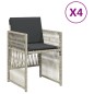 vidaXL Gartenstühle mit Kissen 4 Stk. Hellgrau Poly Rattan vidaXL Gartenstühle mit Kissen 4 Stk. Hellgrau Poly Rattan