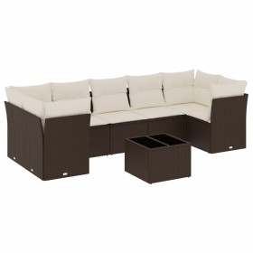 vidaXL 8-tlg. Garten-Sofagarnitur mit Kissen Braun Poly Rattan