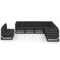 vidaXL 9-tlg. Garten-Lounge-Set mit Kissen Schwarz Massivholz Kiefer vidaXL 9-tlg. Garten-Lounge-Set mit Kissen Schwarz Massivholz Kiefer