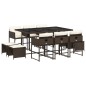 vidaXL 11-tlg. Garten-Essgruppe mit Kissen Braun Poly Rattan vidaXL 11-tlg. Garten-Essgruppe mit Kissen Braun Poly Rattan