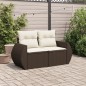 vidaXL Gartensofa mit Kissen 2-Sitzer Braun Poly Rattan vidaXL Gartensofa mit Kissen 2-Sitzer Braun Poly Rattan