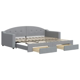 vidaXL Tagesbett Ausziehbar mit Schubladen Hellgrau 90x200 cm Stoff