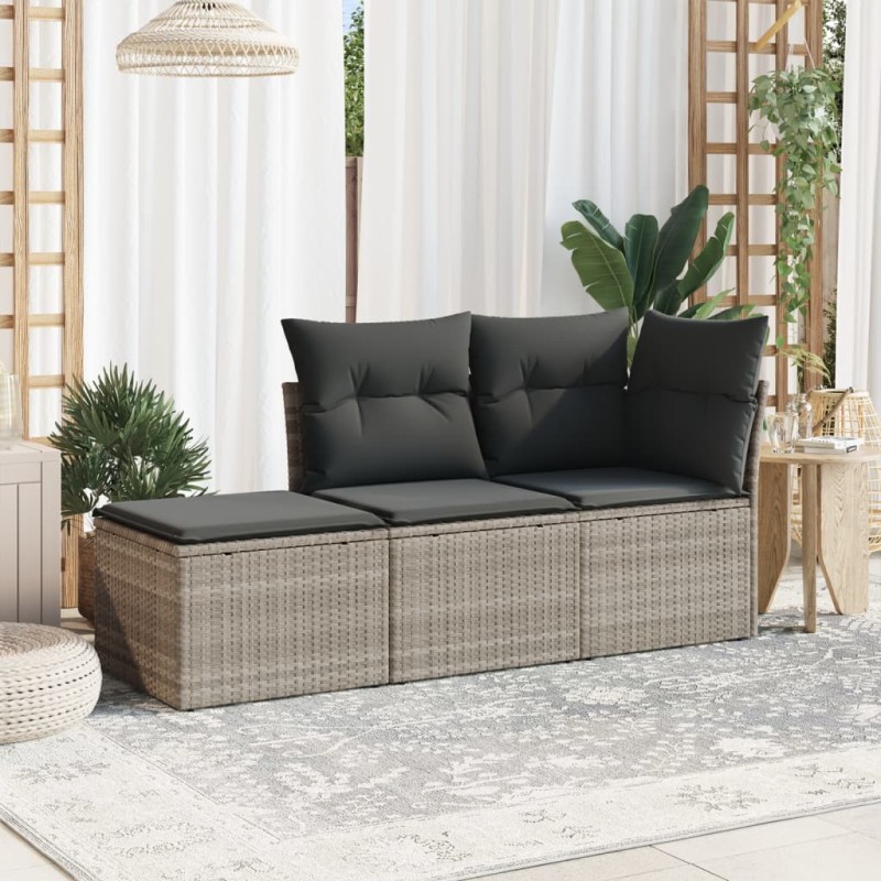 vidaXL 3-tlg. Garten-Sofagarnitur mit Kissen Hellgrau Poly Rattan vidaXL 3-tlg. Garten-Sofagarnitur mit Kissen Hellgrau Poly Rattan