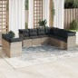 vidaXL 9-tlg. Garten-Sofagarnitur mit Kissen Hellgrau Poly Rattan vidaXL 9-tlg. Garten-Sofagarnitur mit Kissen Hellgrau Poly Rattan