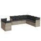 vidaXL 9-tlg. Garten-Sofagarnitur mit Kissen Hellgrau Poly Rattan vidaXL 9-tlg. Garten-Sofagarnitur mit Kissen Hellgrau Poly Rattan