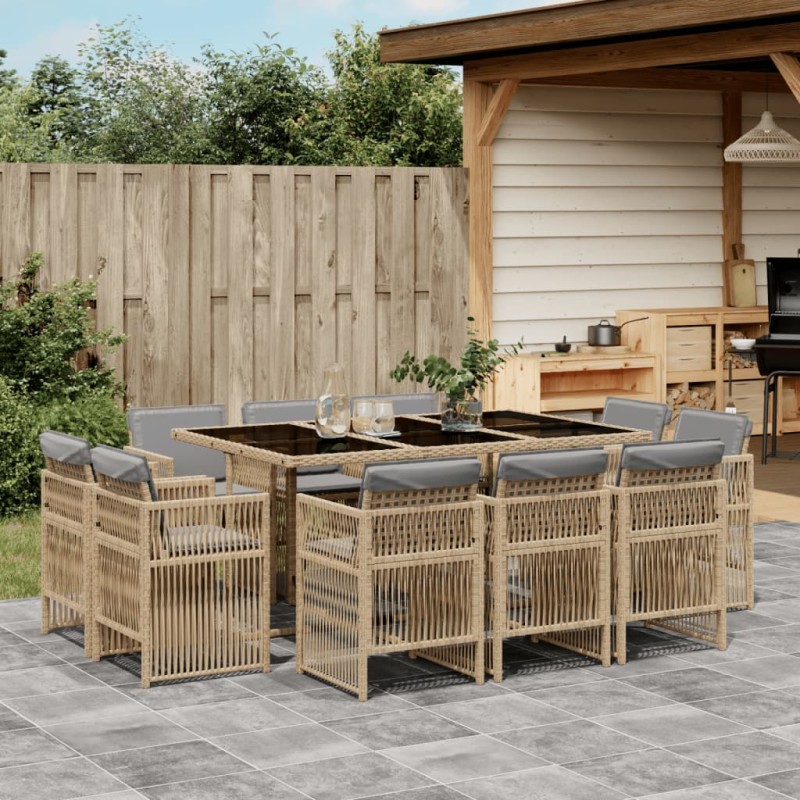 vidaXL 11-tlg. Garten-Essgruppe mit Kissen Beigemischung Poly Rattan vidaXL 11-tlg. Garten-Essgruppe mit Kissen Beigemischung Poly Rattan