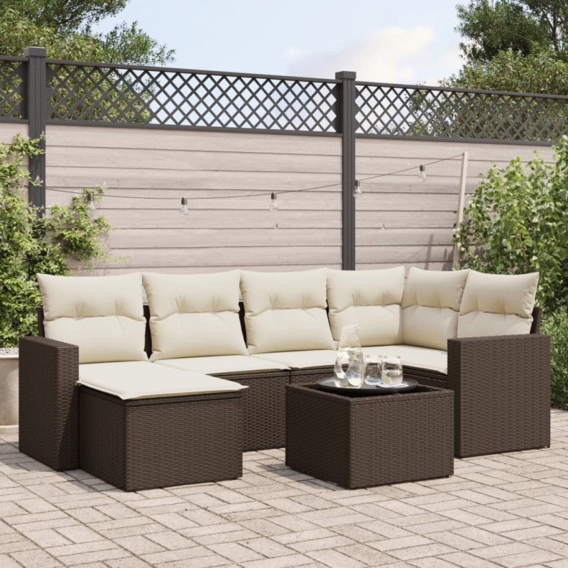vidaXL 7-tlg. Garten-Sofagarnitur mit Kissen Braun Poly Rattan vidaXL 7-tlg. Garten-Sofagarnitur mit Kissen Braun Poly Rattan