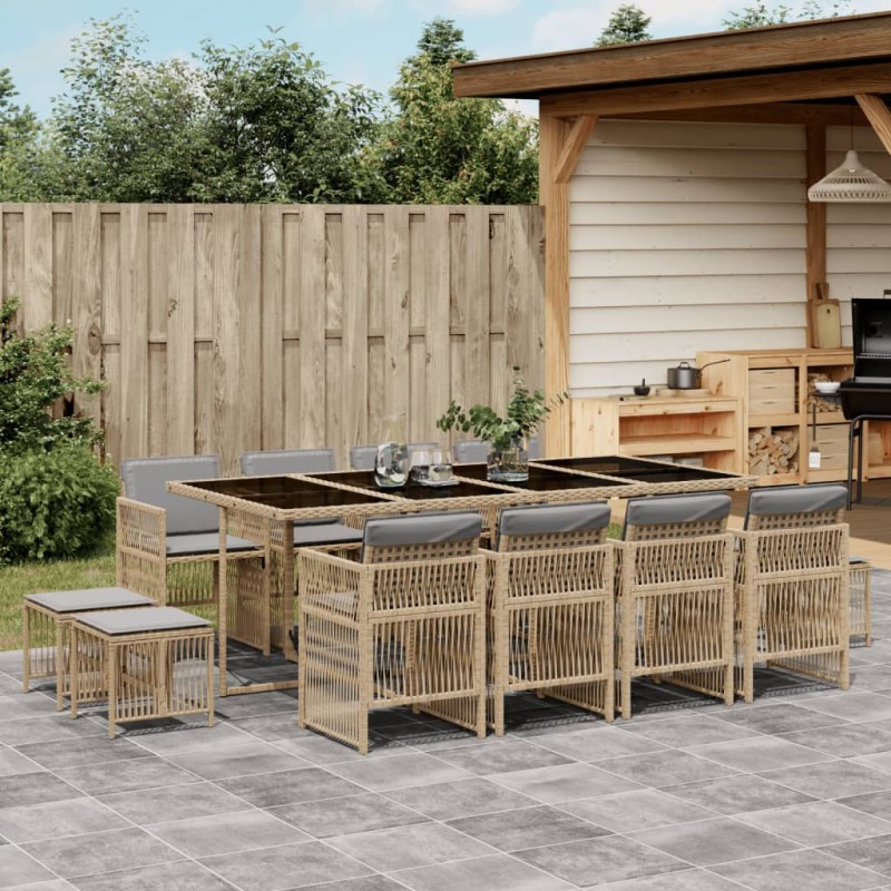 vidaXL 13-tlg. Garten-Essgruppe mit Kissen Beigemischung Poly Rattan vidaXL 13-tlg. Garten-Essgruppe mit Kissen Beigemischung Poly Rattan