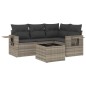 vidaXL 5-tlg. Garten-Sofagarnitur mit Kissen Hellgrau Poly Rattan vidaXL 5-tlg. Garten-Sofagarnitur mit Kissen Hellgrau Poly Rattan