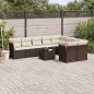 vidaXL 10-tlg. Garten-Sofagarnitur mit Kissen Braun Poly Rattan vidaXL 10-tlg. Garten-Sofagarnitur mit Kissen Braun Poly Rattan