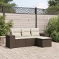 vidaXL 4-tlg. Garten-Sofagarnitur mit Kissen Braun Poly Rattan vidaXL 4-tlg. Garten-Sofagarnitur mit Kissen Braun Poly Rattan