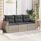vidaXL 3-tlg. Garten-Sofagarnitur mit Kissen Hellgrau Poly Rattan vidaXL 3-tlg. Garten-Sofagarnitur mit Kissen Hellgrau Poly Rattan