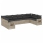 vidaXL 10-tlg. Garten-Sofagarnitur mit Kissen Hellgrau Poly Rattan vidaXL 10-tlg. Garten-Sofagarnitur mit Kissen Hellgrau Poly Rattan