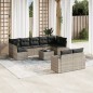 vidaXL 10-tlg. Garten-Sofagarnitur mit Kissen Hellgrau Poly Rattan vidaXL 10-tlg. Garten-Sofagarnitur mit Kissen Hellgrau Poly Rattan