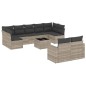 vidaXL 10-tlg. Garten-Sofagarnitur mit Kissen Hellgrau Poly Rattan vidaXL 10-tlg. Garten-Sofagarnitur mit Kissen Hellgrau Poly Rattan