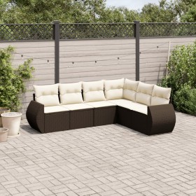 vidaXL 6-tlg. Garten-Sofagarnitur mit Kissen Braun Poly Rattan