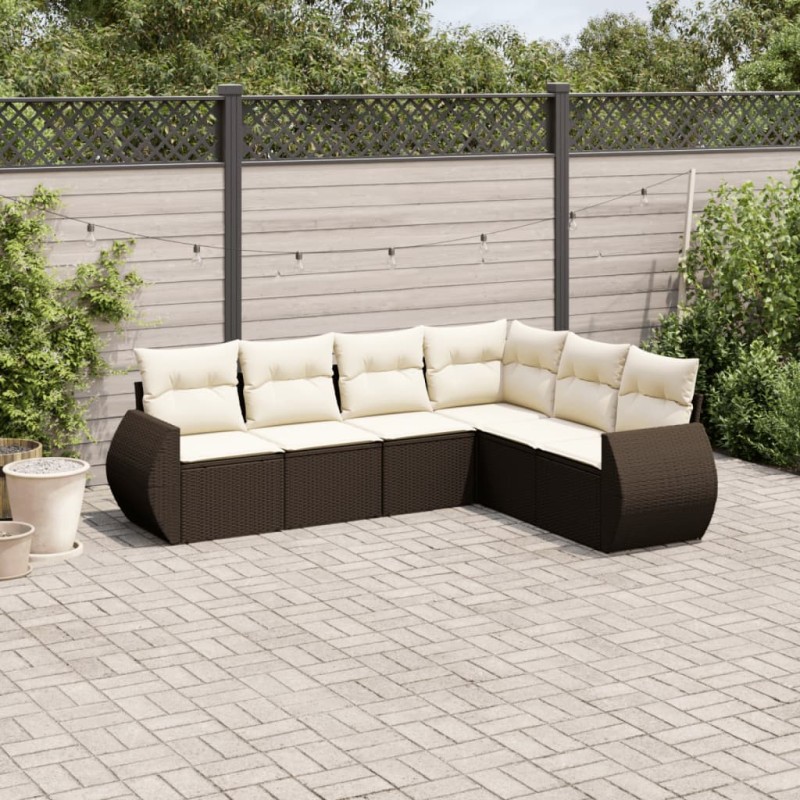 vidaXL 6-tlg. Garten-Sofagarnitur mit Kissen Braun Poly Rattan vidaXL 6-tlg. Garten-Sofagarnitur mit Kissen Braun Poly Rattan