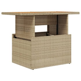vidaXL Gartentisch Beige 100x55x73 cm Poly Rattan und Akazienholz