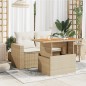 vidaXL Gartentisch Beige 100x55x73 cm Poly Rattan und Akazienholz vidaXL Gartentisch Beige 100x55x73 cm Poly Rattan und Akazienholz