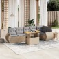vidaXL 7-tlg. Garten-Sofagarnitur mit Kissen Beige Poly Rattan vidaXL 7-tlg. Garten-Sofagarnitur mit Kissen Beige Poly Rattan