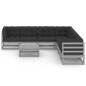 8-tlg. Garten-Lounge-Set mit Kissen Grau Kiefer Massivholz 8-tlg. Garten-Lounge-Set mit Kissen Grau Kiefer Massivholz
