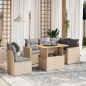 vidaXL 6-tlg. Garten-Sofagarnitur mit Kissen Beige Poly Rattan vidaXL 6-tlg. Garten-Sofagarnitur mit Kissen Beige Poly Rattan