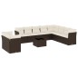 vidaXL 11-tlg. Garten-Sofagarnitur mit Kissen Braun Poly Rattan