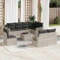 vidaXL 9-tlg. Garten-Sofagarnitur mit Kissen Hellgrau Poly Rattan vidaXL 9-tlg. Garten-Sofagarnitur mit Kissen Hellgrau Poly Rattan