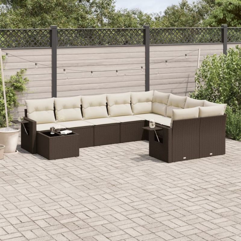 vidaXL 10-tlg. Garten-Sofagarnitur mit Kissen Braun Poly Rattan vidaXL 10-tlg. Garten-Sofagarnitur mit Kissen Braun Poly Rattan